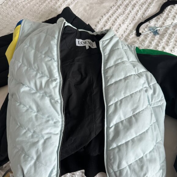 Loewe Bomber Jacket Quilted Color-block Balloon Sleeves w/ Detachable Wrap Scarf - Picture 5 of 15